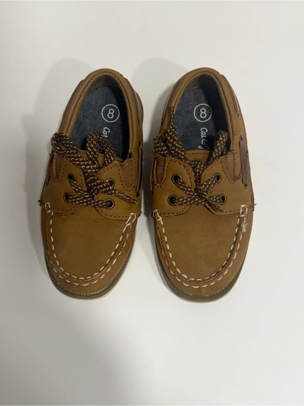 Cat & Jack Kids Tan Brown Moccasin Lace-Up Dress Shoes